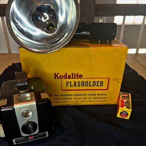 1950's Vintage Kodak Brownie Hawkeye Camera Flash Model with Film